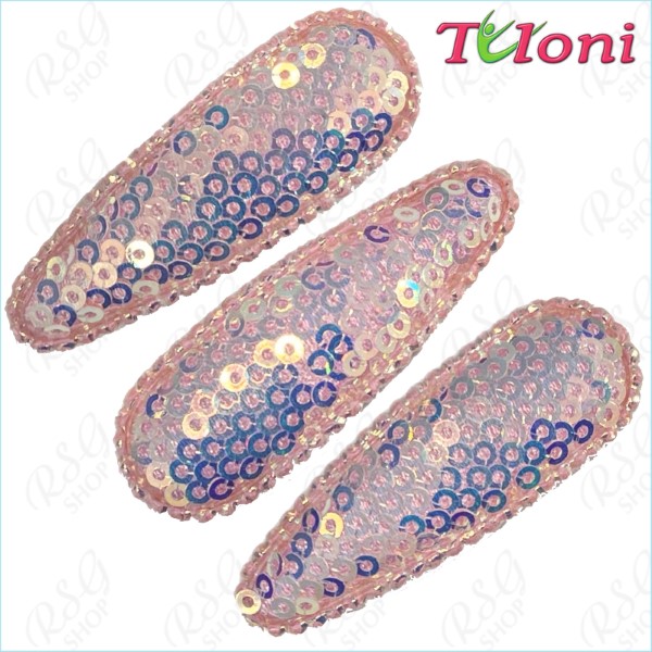 3 x Hair Clips Tuloni 5cm Sequins col. Light Lilac HBA202007-N13-3